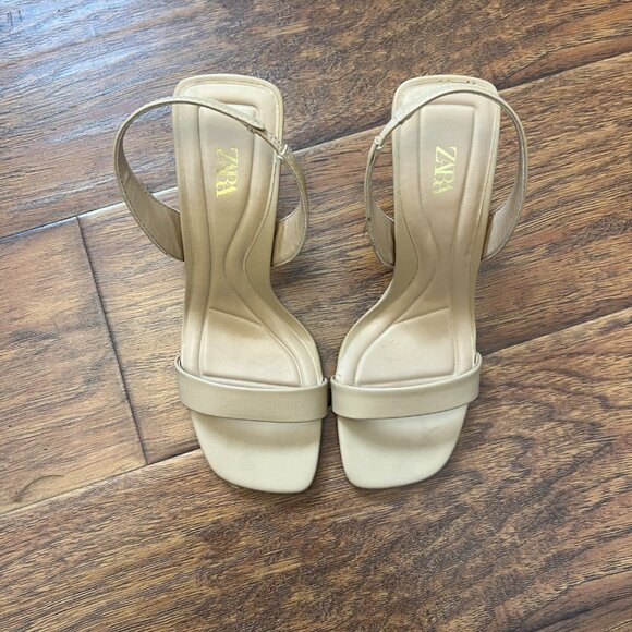 ZARA Tan Brown Slingback Sandals – Chic & Versatile, Size 6.5 - Picture 1 of 5